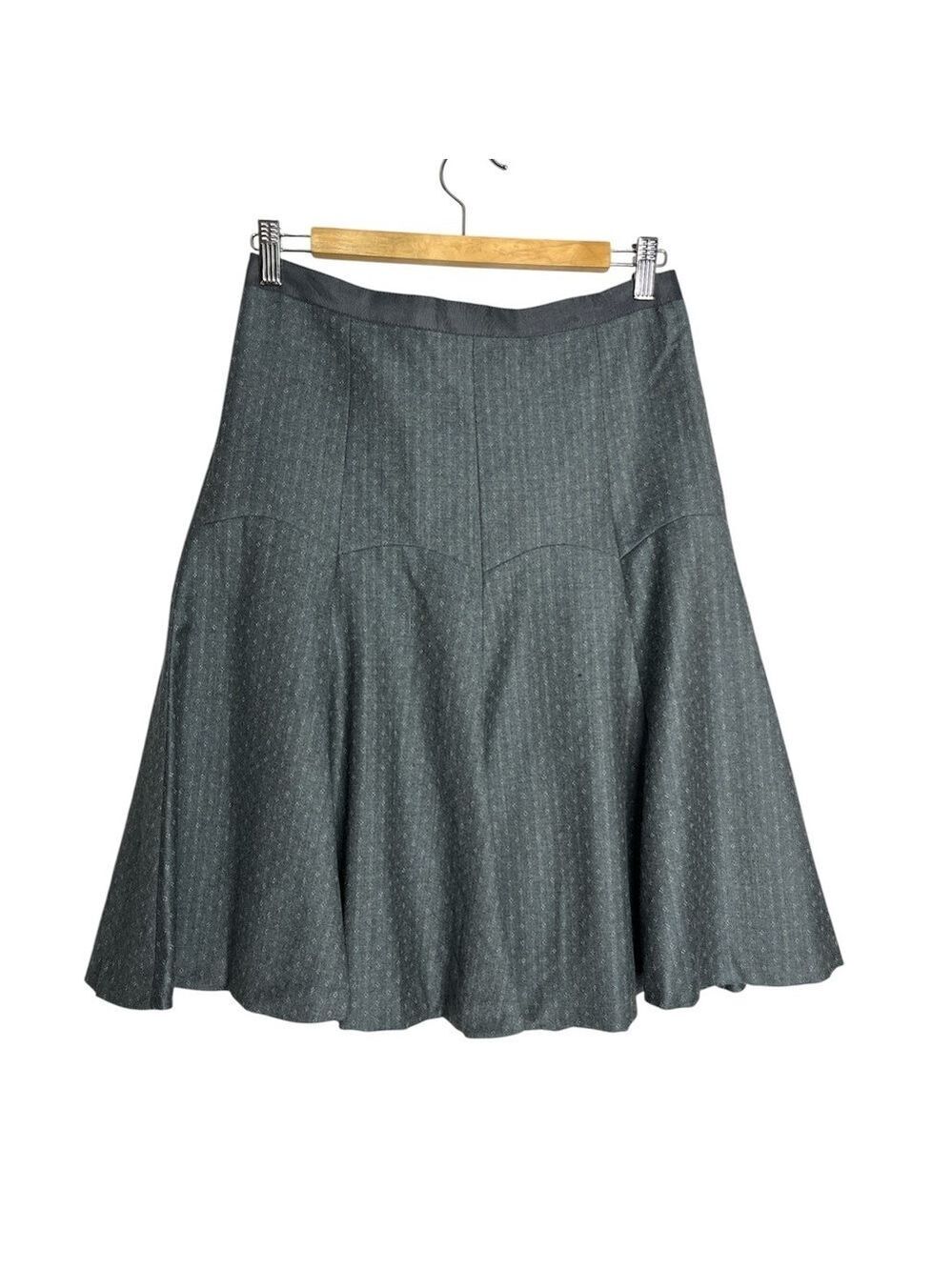 Rebecca Taylor Wool A Line Flounce Midi Skirt Grey, size 2